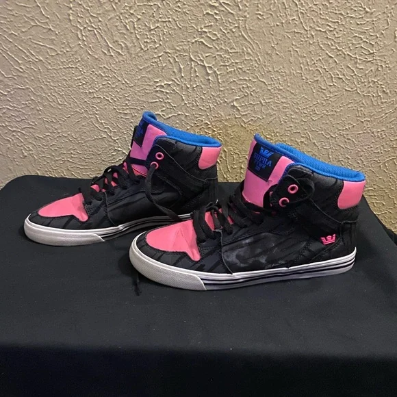 Supra Sneakers - Pink and Black with Blue Accents - Picture 2 of 8